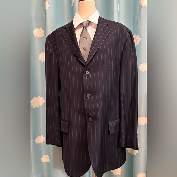 Polo Ralph Lauren Virgin wool pinstripe suit jacket 46L - Picture 13 of 14